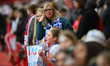 England fans react during the 2027 FIFA Women's World Cup Qualifier match between England...