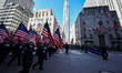 The FDNY Color Guard marches on Fifth Avenue in the annual St. Patrick's Day Parade in New...