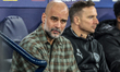 Pep Guardiola, manager of Manchester City, during the UEFA Champions League last 16 second...