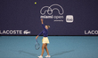 Sofia Kenin of the United States serves against Anna Blinkova during their first-round mat...