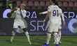 ACF Fiorentina's Dodo celebrates with the team during the match between US Cremonese and A...