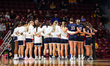 The Gonzaga Bulldogs huddle before the first half of a first-round game of the 2026 NCAA W...