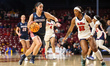 Gonzaga Bulldogs guard Ines Bettencourt (8) brings the ball up court during the first half...