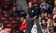 Gonzaga Bulldogs head coach Lisa Fortier reacts during the first half of a first-round gam...
