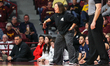 Gonzaga Bulldogs head coach Lisa Fortier communicates with players during the first half o...