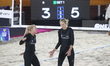 Sara Hughes and Alisa Batenhorts of the United States compete during the semifinals match...