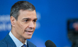 Prime Minister of Spain Pedro Sanchez Perez-Castejon speaks to journalists as he arrives p...