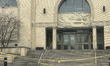 Police tape is seen outside the Beth Avraham Yoseph of Toronto (BAYT) synagogue following...