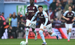 Jadon Sancho of Aston Villa moves forward with the ball during the Premier League match be...