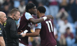 Tammy Abraham of Aston Villa comes on for Ollie Watkins of Aston Villa during the Premier...