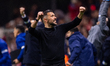 Francesco Farioli, head coach of FC Porto, celebrates the team's win during the Liga Portu...