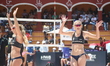 Sara Hughes and Alisa Batenhorst of the United States celebrate after winning the third-pl...