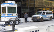 NYPD police vehicles and barricades around the streets surrounding Trump Tower in Fifth Av...