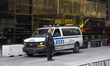 NYPD police vehicles and barricades around the streets surrounding Trump Tower in Fifth Av...