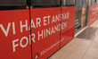 An election poster for Denmark's Prime Minister and Chairwoman of the Social Democratic Pa...