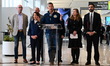 U.S. Transportation Secretary Sean Duffy speaks at a press conference alongside the Mayor...