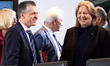 German Minister for Labour and Social Affairs Baerbel Bas (right) and Chief of the Chancel...