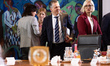 Chief of the Chancellery Thorsten Frei (center) arrives at the weekly cabinet meeting at t...