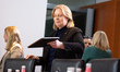 German Minister for Labour and Social Affairs Baerbel Bas is pictured prior to the weekly...