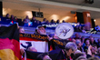 Fans of Team Germany show their support during the Pairs Short Program at the ISU Figure S...