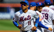 New York Mets player Jorge Polanco #11 is introduced in a pre-game ceremony before the bas...