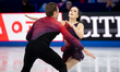 Lia Pereira and Trennt Michaud of Canada perform in the pairs short program during the ISU...
