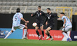 Jordanian player Ibrahim Sadeh competes with Costa Rican players Salazar and Galo for the...