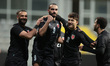 Baha Faisal and Odeh Fakhoury of Jordan celebrate scoring their team's goal against Costa...