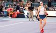 Elena Rybakina of Kazakhstan exits the court after her defeat against Aryna Sabalenka duri...