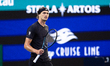 Alexander Zverev of Germany reacts during his quarterfinal match against Francisco Cerundo...