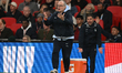Marcelo Bielsa, manager of Uruguay, gestures during the international friendly match betwe...