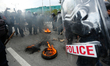 Supporters of the Communist Party of Nepal (UML) stage a protest in Kathmandu, Nepal, on M...