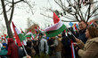 People gather to attend a campaign rally of the governing Fidesz Party in Pecel, Hungary,...
