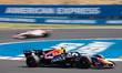 Oracle Red Bull Racing driver #6 Isack Hadjar (FRA) on track with a TGR Haas F1 Team car b...