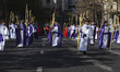 Numerous young people and children participate in the Palm Sunday Procession in Santander,...