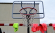 A basketball hoop in a school during the launch of the 2026 Olympic and Paralympic Week in...