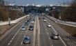 Traffic moves along Trasa Lazienkowska toward the Vistula as seen from Plac na Rozdrozu in...