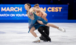 Caroline Green and Michael Parsons of the United States perform in the ice dance free danc...