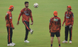 Sunrisers Hyderabad warms up during a training session ahead of the Indian Premier League...
