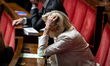 Marine Le Pen, President of the Rassemblement National parliamentary group, is seen during...