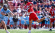 Colin Kurdyla of the Rutgers Scarlet Knights takes a shot during an NCAA men's lacrosse ga...