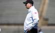 Brian Brecht, the head coach of the Rutgers Scarlet Knights, observes during an NCAA men's...
