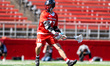 Greyson Vorgang of the Rutgers Scarlet Knights possesses the ball during an NCAA men's lac...