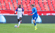 Haiti defender Ricardo Ade (#4) dribbles the ball during an international friendly match b...