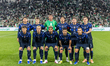 The Uruguay national football team poses for a team photo before a friendly match against...