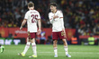 Pedri of Spain talks with Victor Munoz of Spain during the international friendly match be...