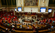 A general view of the hemicycle during questions to the French government at the National...