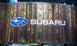 The Subaru logo and name are displayed at the New York International Auto Show media day a...