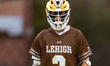 Luke Winkler of the Lehigh Mountain Hawks is present before an NCAA men's lacrosse game at...