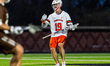 Tucker Wade of the Princeton Tigers gestures during an NCAA men's lacrosse game at 1952 St...